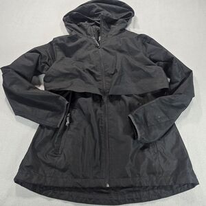 Champion Hooded Zip Up Jacket Womens Small Black Lightweight Athletic Coat